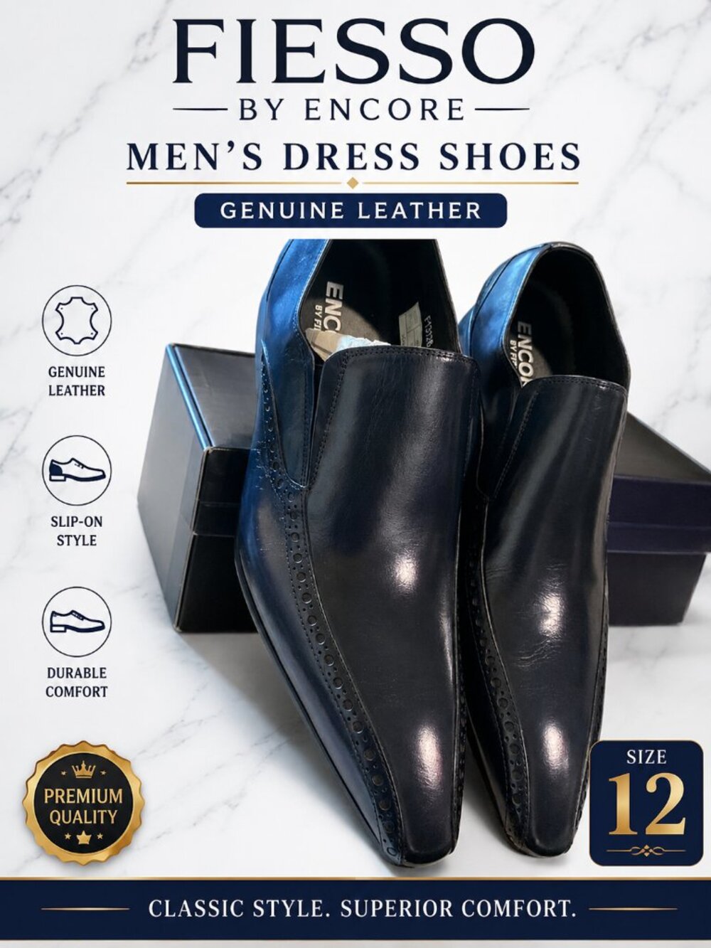 NWB Fiesso Aurelio Garcia FI3126 Blue Leather Loafers Men's Dress Shoes